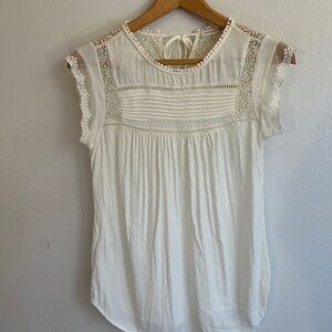 Elegant White Lace Trim Women's Top